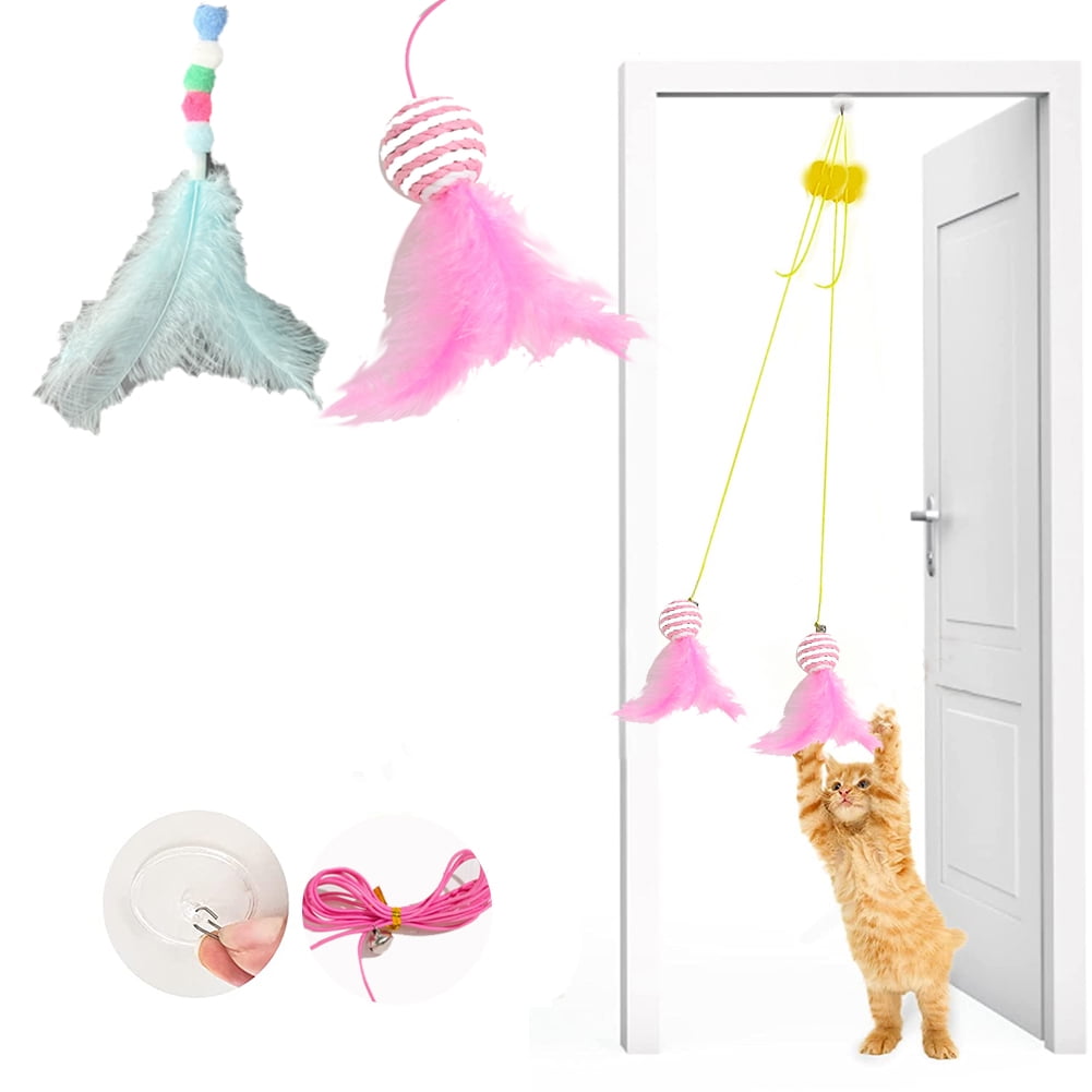 Feelers Cat Feather Toys, Interactive Cat Toys for Indoor Cats, Hanging