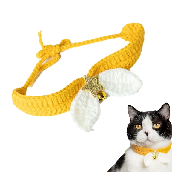 Feelers Pet Cat Collar Necktie Cotton Woven Decoration Collar Necklace Neckwear Cat Cute Collar Neck Tie Accessories for Party Wedding Photos, Yellow
