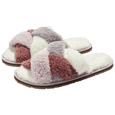 Womens Equinox Faux Sherpa Multi-Strap Slipper (Willow, Medium)