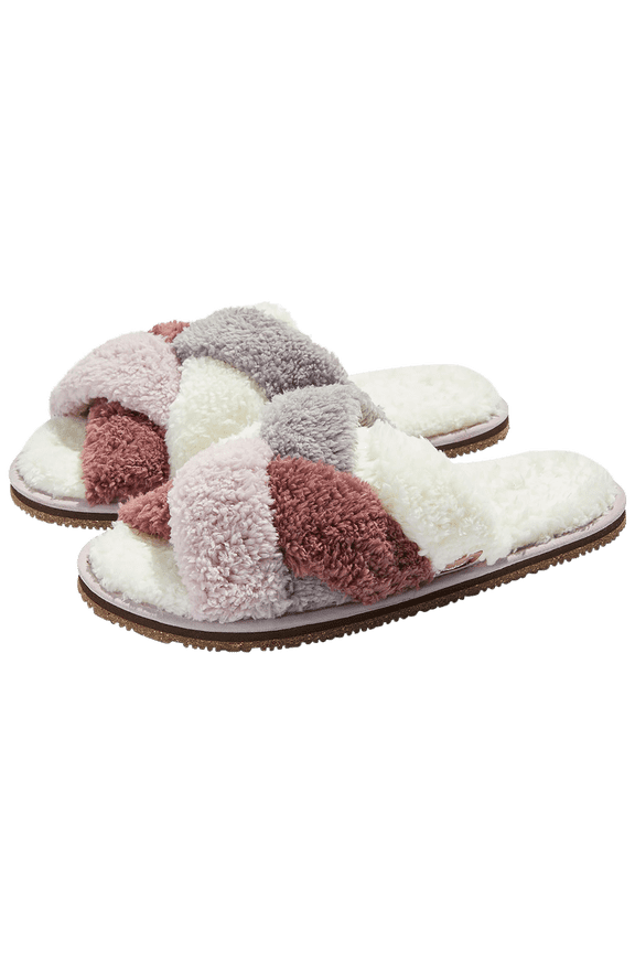 Womens Equinox Faux Sherpa Multi-Strap Slipper (Willow, Medium)