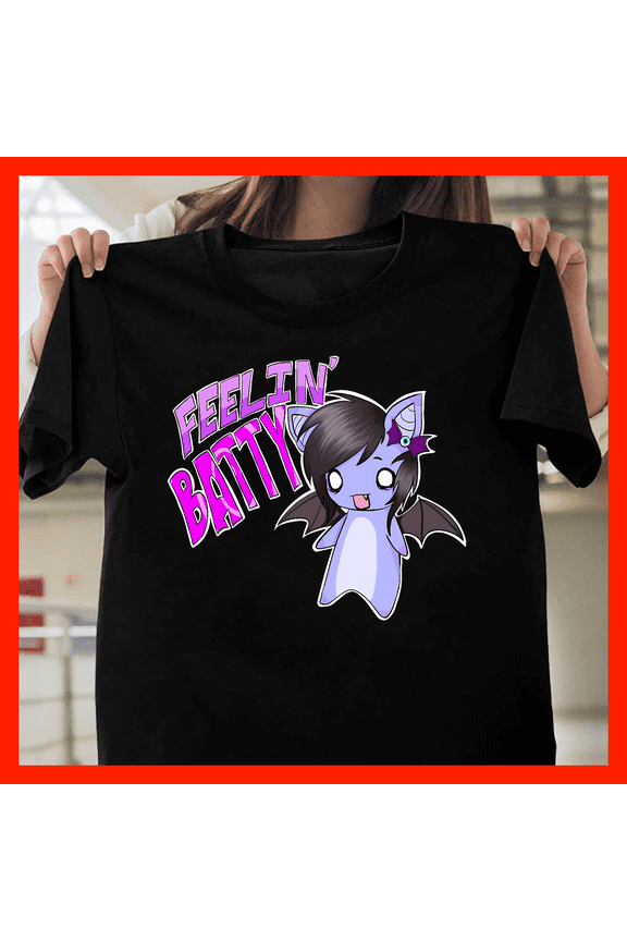 Feelin' Batty Cute Bat Character T-Shirt - Funny Quirky Animal Lover Gift A500, for Unisex, Up to Size 5XL