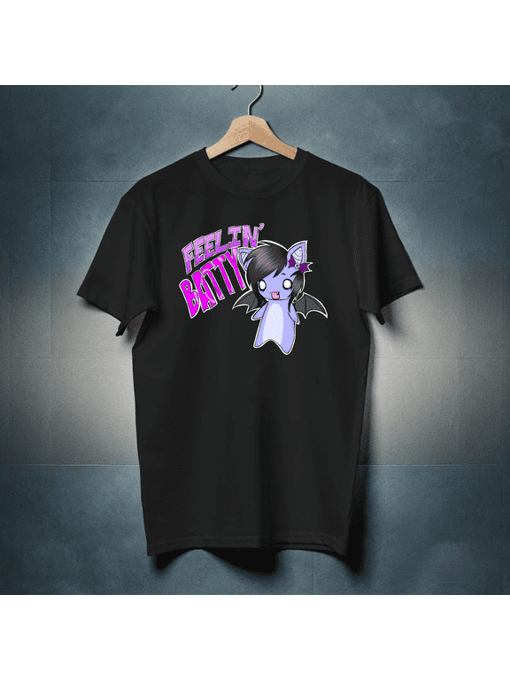 Feelin Batty Scene Kid Emo 2000s Y2K Goth Graphic Art Unisex T-Shirt