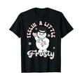 thumbnail image 1 of Feelin' Little Frostys Snowman Groovy Retro Christmas Pajama T-Shirt Black Tee, 1 of 5