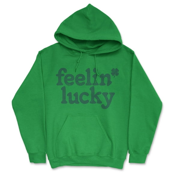 Feelin Lucky Unisex Hoodie Funny St Pattys Days Parade Four Leaf Clover Luck Joke Hooded Sweatshirt