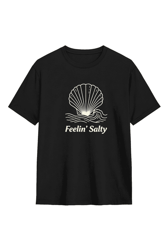 Feelin Salty Shell Cool Graphic Tee For Men And Women, Beach Fun Cotton Short Sleeves T-Shirt