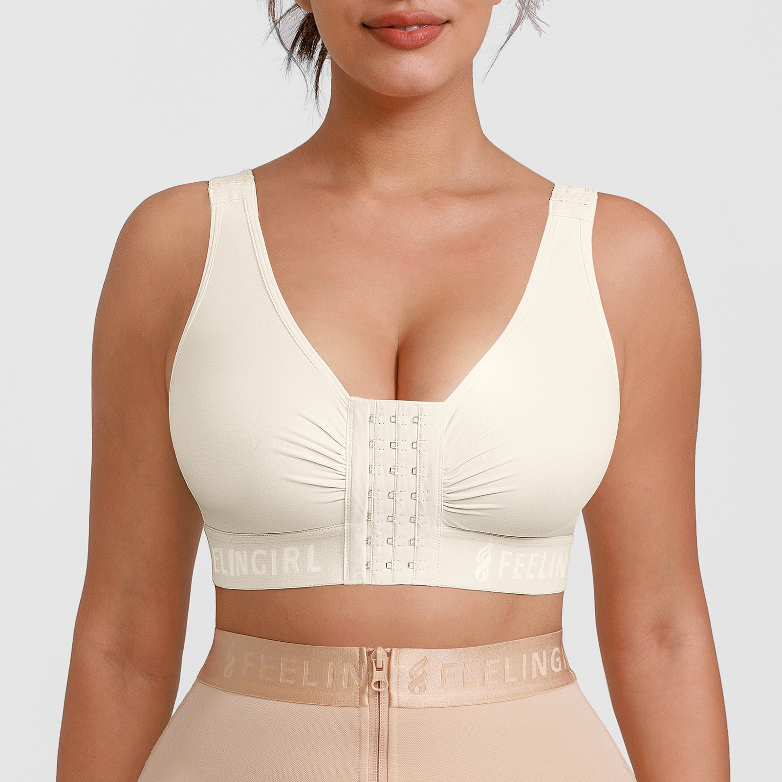FeelinGirl Post Surgery Compression Bra with Front Closure