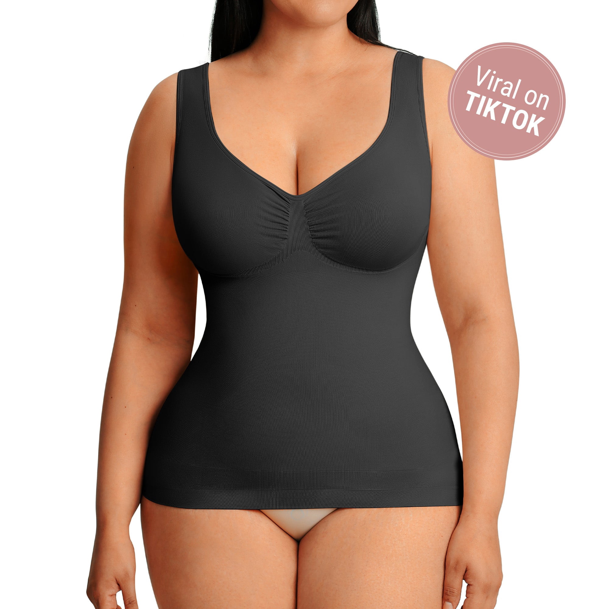 FeelinGirl Women's Bust Support Waist and Abdomen Control Shapewear Tank with Wide Straps, Sizes S-3XL
