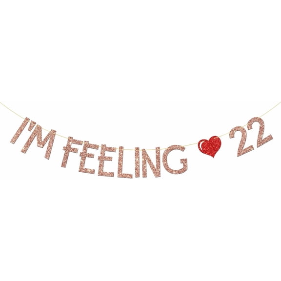 I'm Feeling 22 Banner, Pink Glitter, Girl's 22nd Birthday Bunting Banner, Girl Birthday, 22 Years Old Birthday, Happy 22nd Birthday Party Decoration Supplies