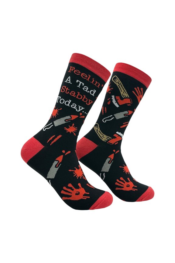 Feeling A Tad Stabby Today Socks Funny Sarcastic Knife Graphic Novelty Footwear for Ladies