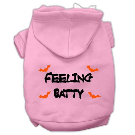 Feeling Batty Screen Print Pet Hoodie, Light Pink - Large