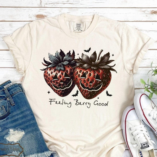 Feeling Berry Good TShirt Cute Halloween Strawberry Tee Funny