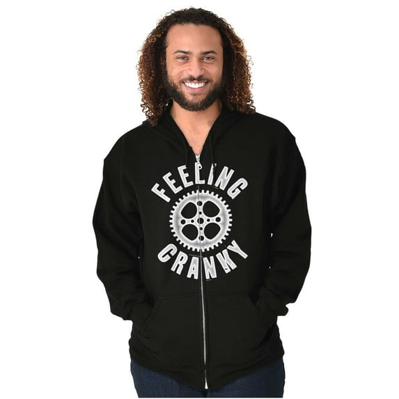 Feeling Cranky Bicycle Crank Cyclist Unisex Fleece Graphic Zip Up Hoodie Brisco Brands 2X