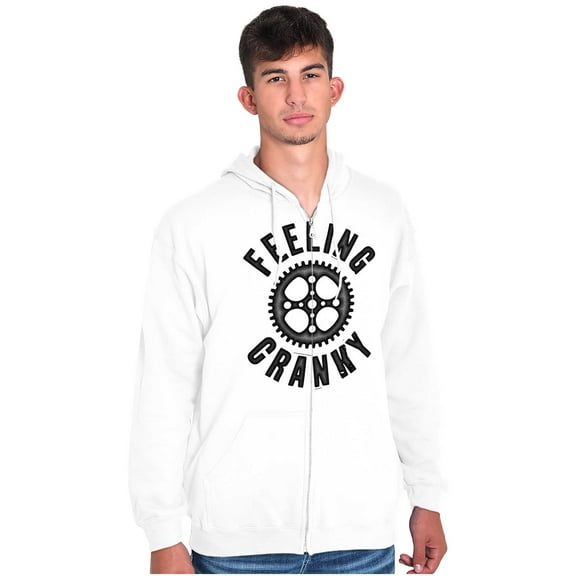 Feeling Cranky Bicycle Crank Cyclist Zip Up Hoodie Men's Women's Brisco Brands S