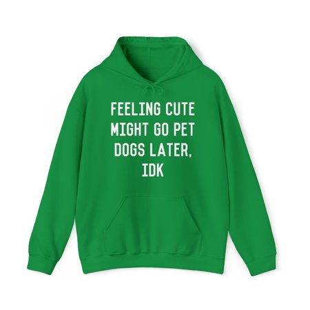 Feeling Cute Might Go Pet Dogs Later IDK Graphic Hoodie Sweatshirt, Sizes S-5XL