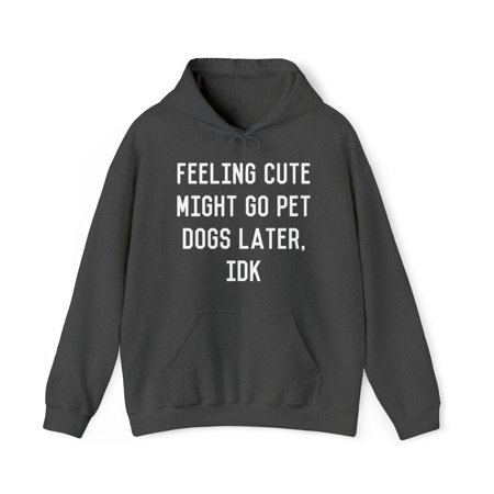 Feeling Cute Might Go Pet Dogs Later IDK Graphic Hoodie Sweatshirt, Sizes S-5XL