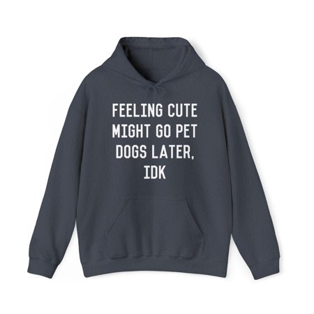 Feeling Cute Might Go Pet Dogs Later IDK Graphic Hoodie Sweatshirt, Sizes S-5XL