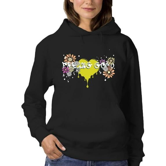 Feeling Good Heart Flowers Hoodie Women -Image by Shutterstock, Female x-Large