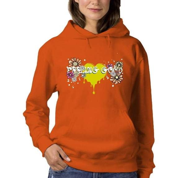 Feeling Good Heart Flowers Hoodie Women -Image by Shutterstock, Female x-Large