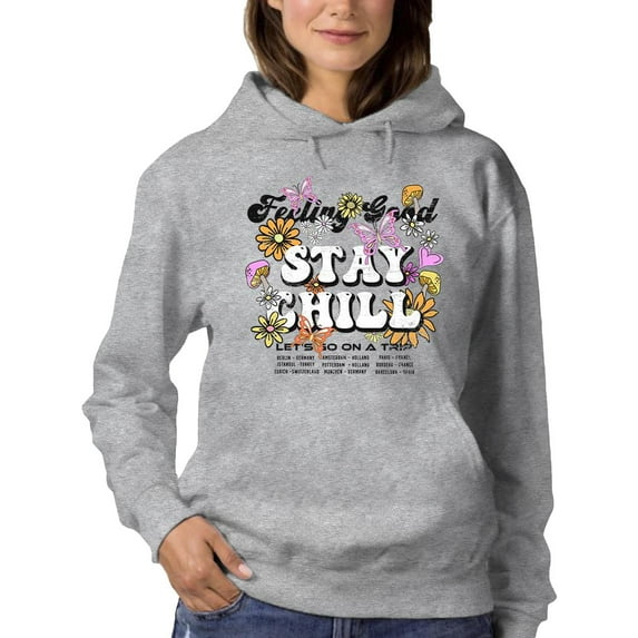 Feeling Good Stay Chill Groovy Hoodie Women -Image by Shutterstock, Female 5X-Large