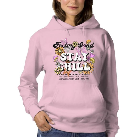 Feeling Good Stay Chill Groovy Hoodie Women -Image by Shutterstock, Female x-Large