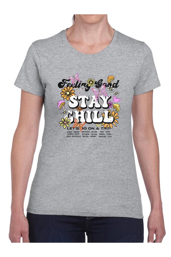 Feeling Good Stay Chill Shaped T-Shirt Women -Image by Shutterstock, Female Large