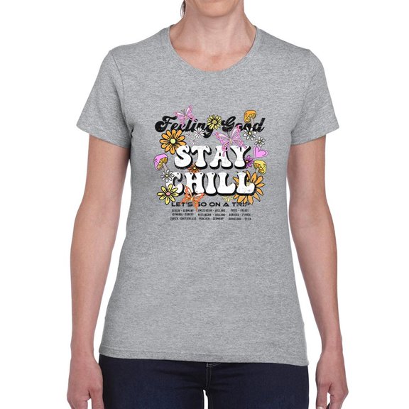 Feeling Good Stay Chill Shaped T-Shirt Women -Image by Shutterstock, Female Small