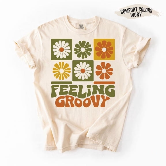 Feeling Groovy Shirt - Retro Flower Graphic Tee - 70s Aesthetic Vintage Hippie Shirt