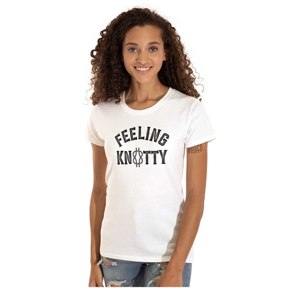 Feeling Knotty Naughty Rope Humor Womens Slim Fit Graphic Tee Brisco Brands X