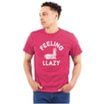 thumbnail image 1 of Feeling Llama Lazy Funny Animal Pun Plus Size Crewneck Graphic Tee Shirt Brisco Brands 5X, 1 of 5