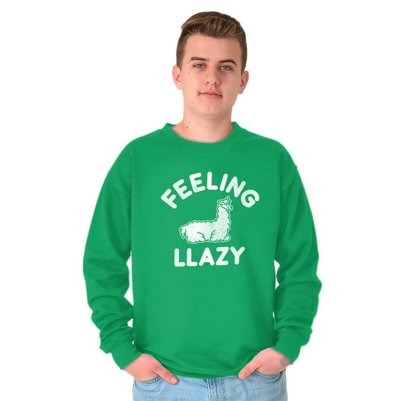 Feeling Llama Lazy Funny Animal Pun Sweatshirt for Men or Women Brisco Brands S
