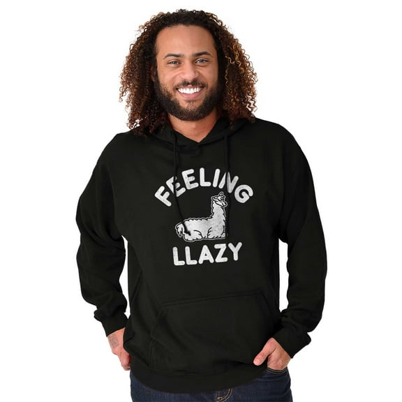 Feeling Llama Lazy Funny Animal Pun Unisex Plus Fleece Graphic Hoodie Brisco Brands 2X