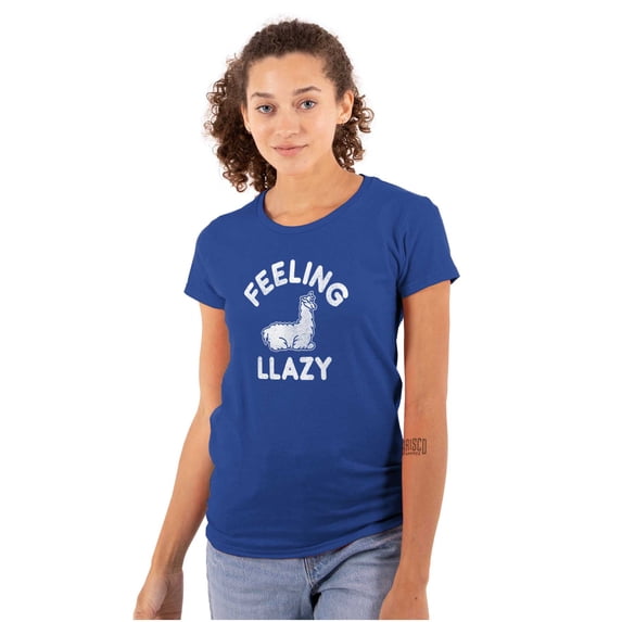 Feeling Llama Lazy Funny Animal Pun Womens Fitted Plus Size Graphic Tee Brisco Brands 2X