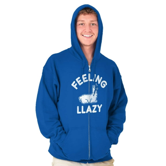 Feeling Llama Lazy Funny Animal Pun Unisex Plus Size Zip Hoodie Brisco Brands 5X