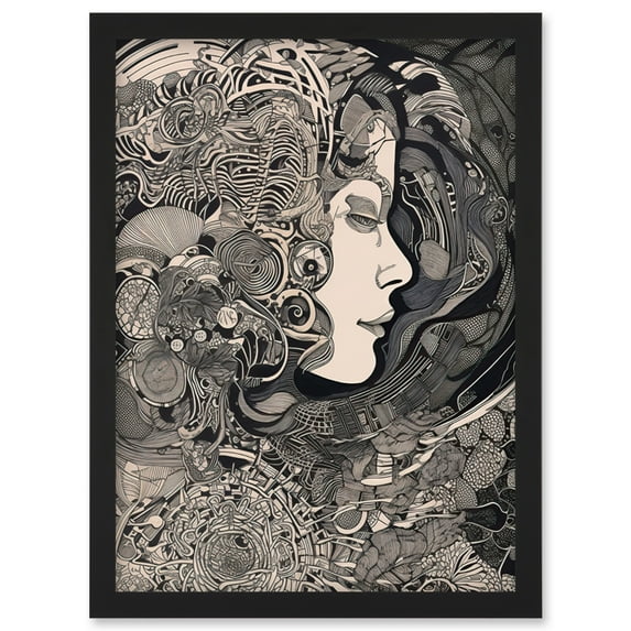 Feeling Lost Conceptual Art Linocut Illustration Artwork Framed Wall Art Print A4