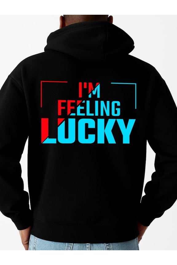I'm Feeling Lucky 1 piece Couple hooded sweatshirts long sleeve christian elegant vintage gift black Regular Fit, All-Season Casual Wear, Ideal Gift Unique Design Unisex hoodie