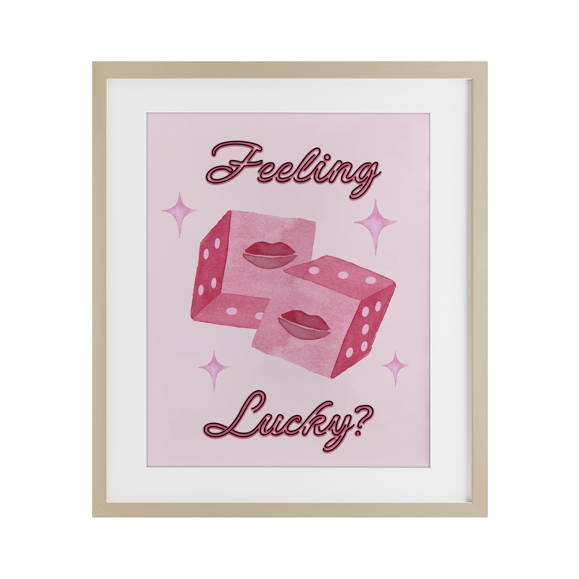 Feeling Lucky? Dice Birch Framed Print Under Glass, design by Nina Jacobs