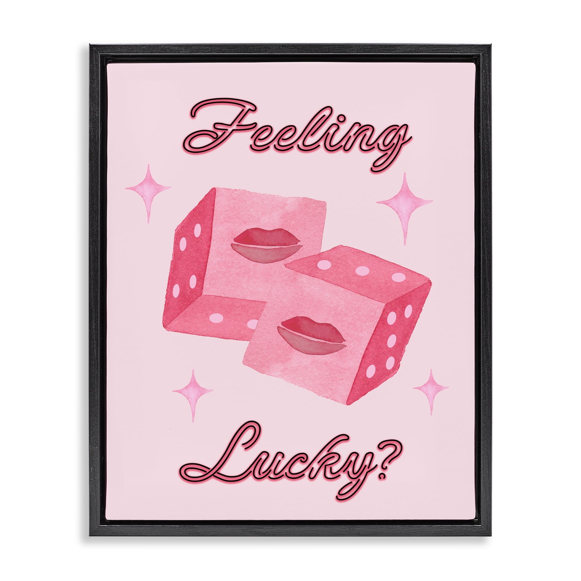 Feeling Lucky? Dice Black Framed Floater Canvas Wall Art, design by Nina Jacobs