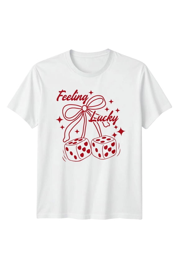 Feeling Lucky Dice Bow Hobbies Luck Mens T-Shirt Womens Tee Graphic Top All Size S-5XL