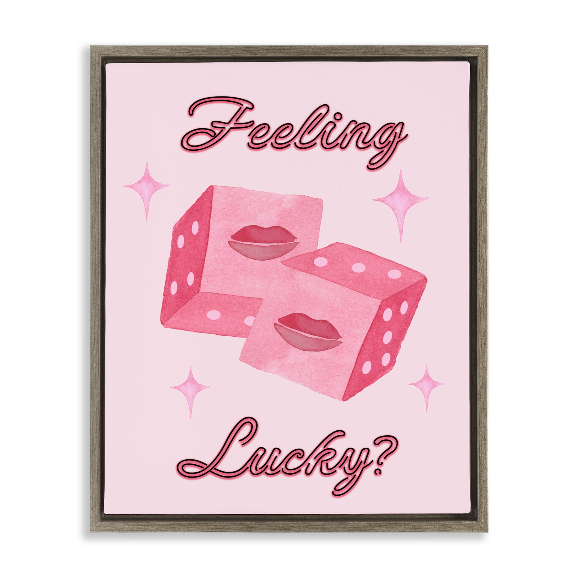 Feeling Lucky? Dice Brown Framed Floater Canvas Wall Art, design by Nina Jacobs