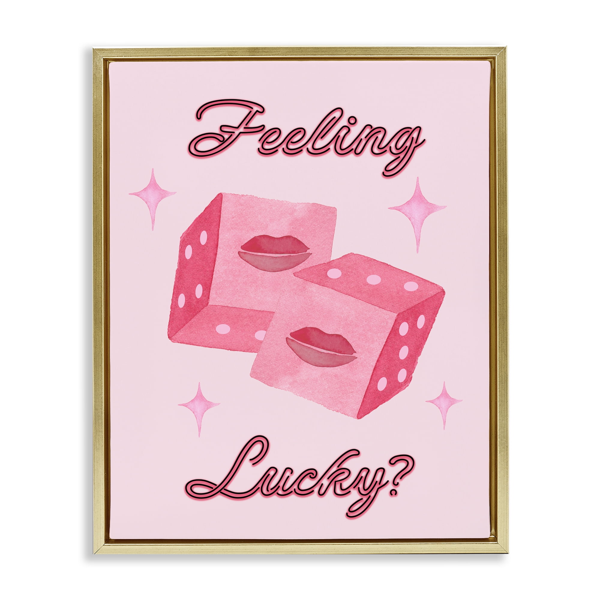 Feeling Lucky? Dice Gold Framed Floater Canvas Wall Art, design by Nina Jacobs