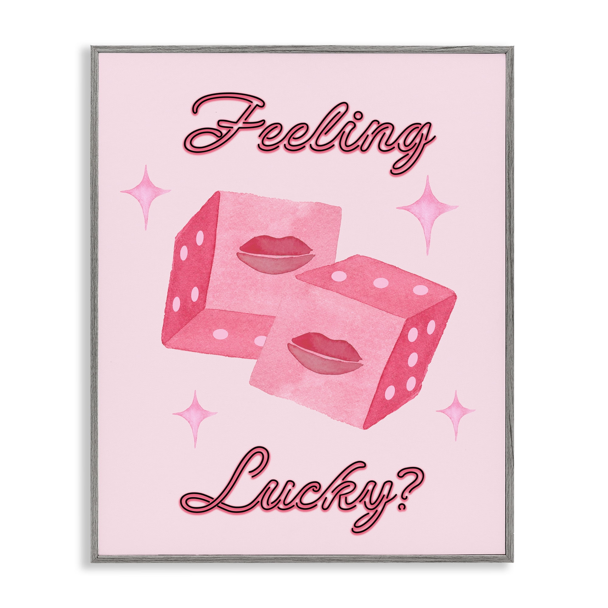 Feeling Lucky? Dice Gray Framed Giclee Art, design by Nina Jacobs