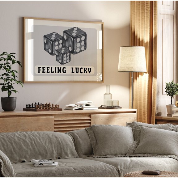 Feeling Lucky Dice Poster Retro Trendy Wall Art, 8x12 UNFRAMED