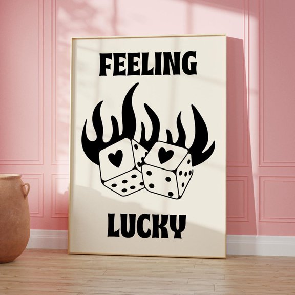 Feeling Lucky Dice Trendy Wall Art, Unframed Paper Print Size 8x12