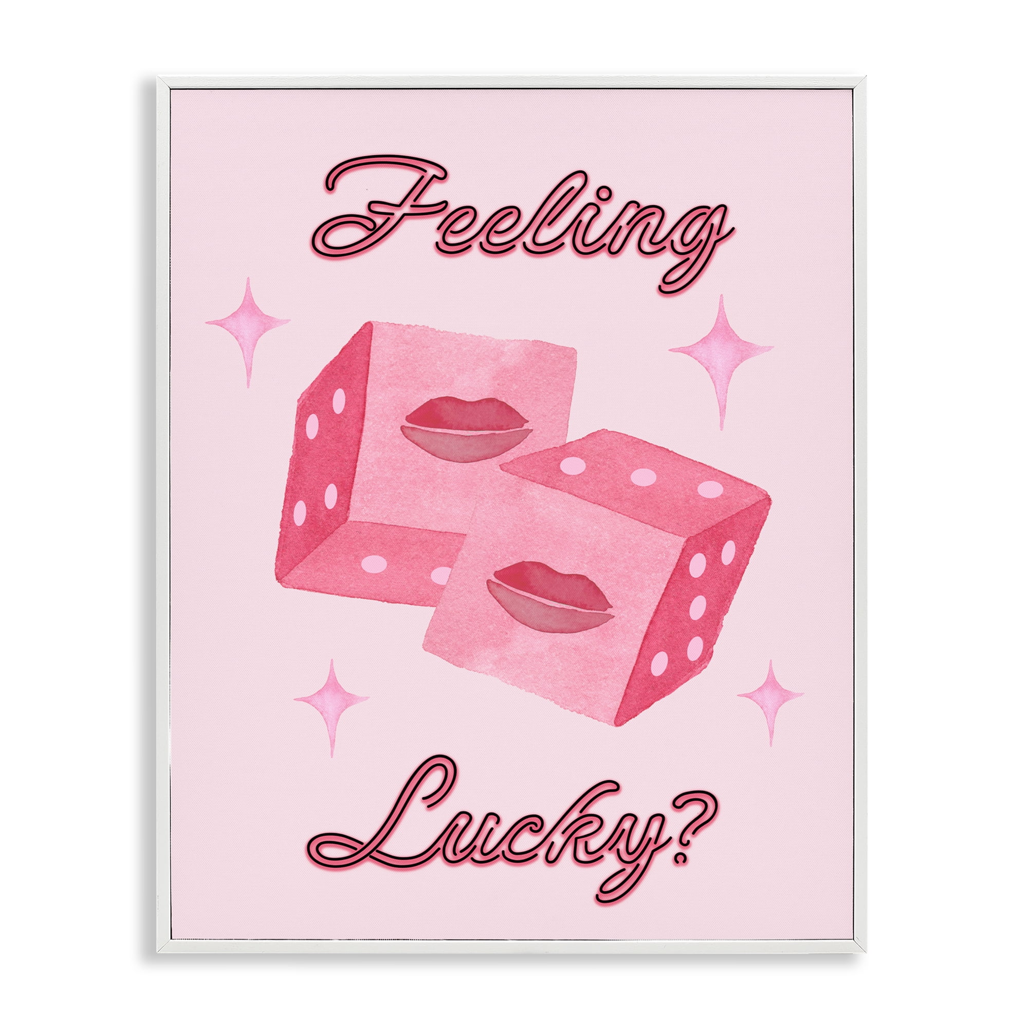 Feeling Lucky? Dice White Framed Giclee Art, design by Nina Jacobs