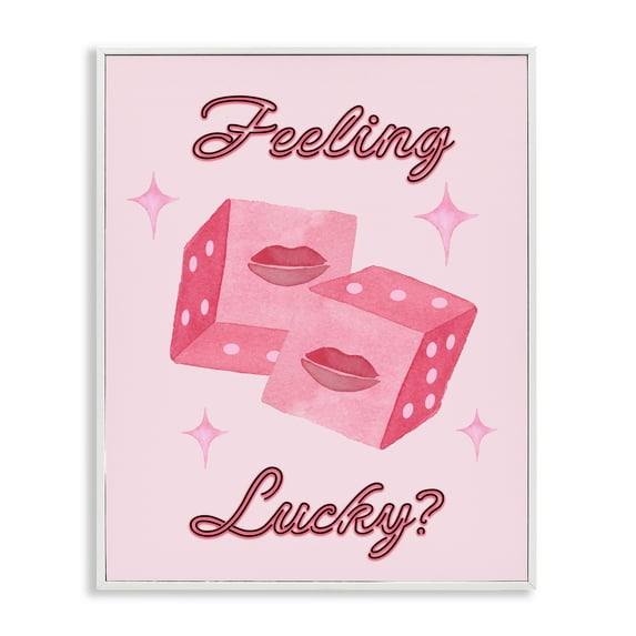 Feeling Lucky? Dice White Framed Giclee Art, design by Nina Jacobs