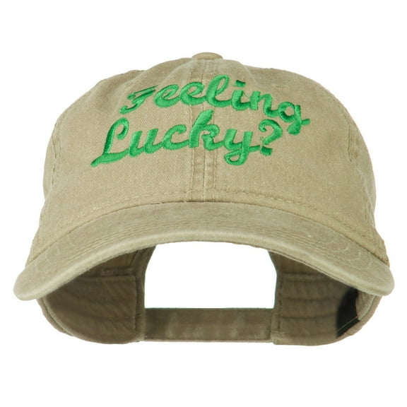 Feeling Lucky Embroidered Washed Cap - Khaki OSFM