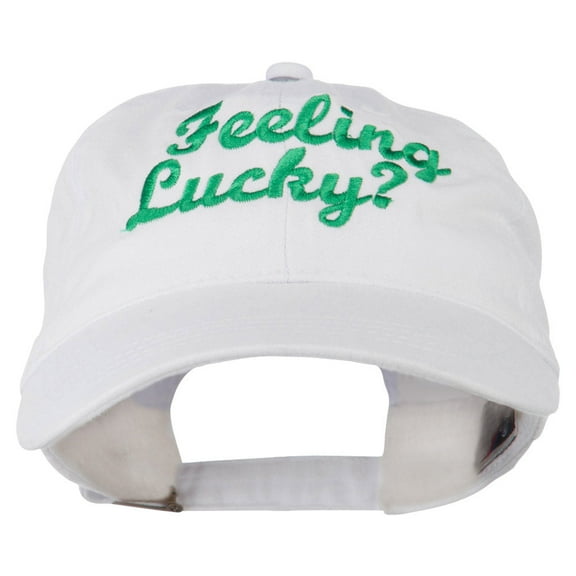 Feeling Lucky Embroidered Washed Cap - White OSFM