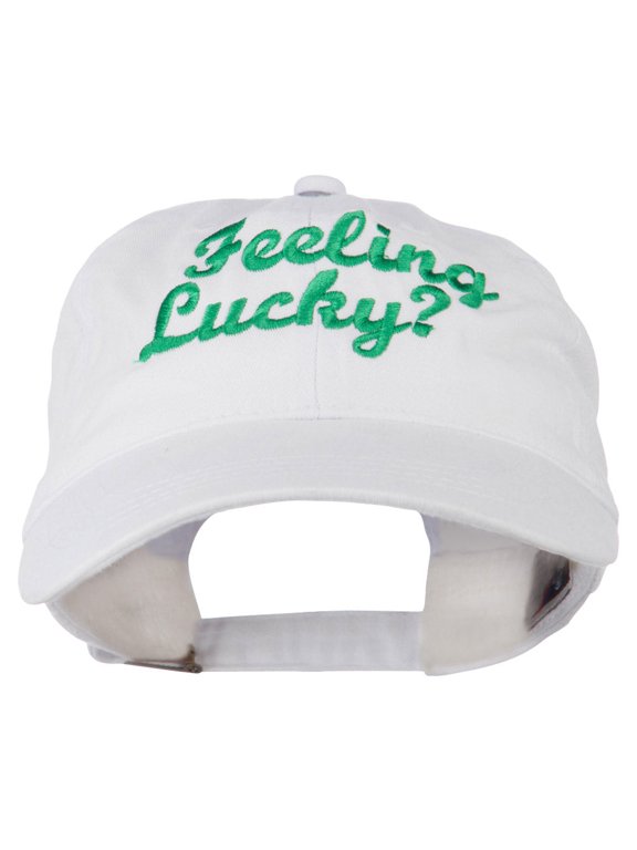 Feeling Lucky Embroidered Washed Cap - White OSFM