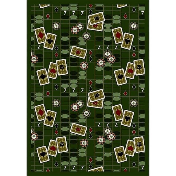Feeling Lucky Emerald 5 ft.4 in. x 7 ft.8 in. WearOn Nylon Machine Tufted- Cut Pile Gaming and Entertainment Rug