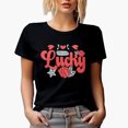thumbnail image 1 of Feeling Lucky, Love You with Dice, Retro Valentine's Day Gift, Black T-Shirt, Small, 1 of 5